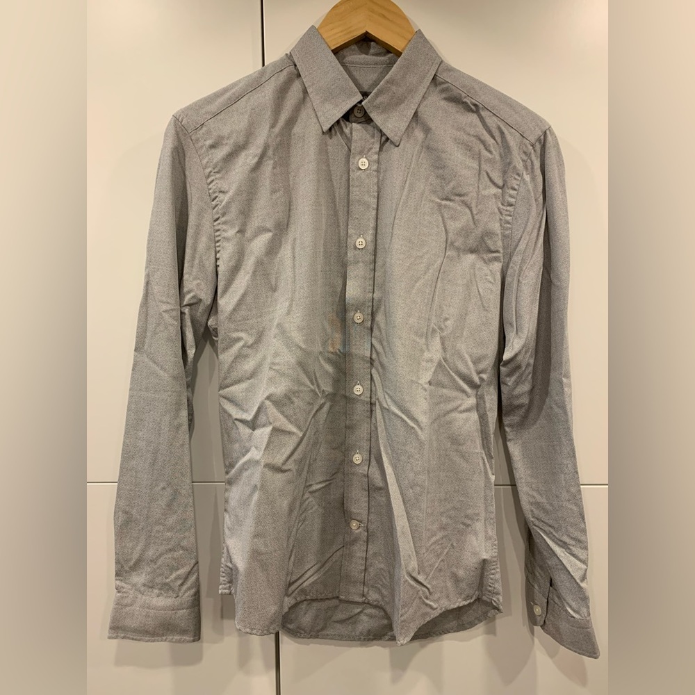 Ash & Erie Gray Button Down Dress Shirt Slim Men’s Small